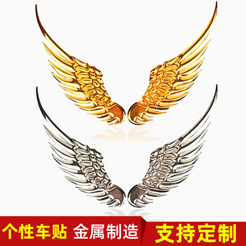Car Sedan Personalized Modified Car Stickers 3D Three-dimensional Metal Angel Wings Car Stickers Eagle Wings Car Logo Decoration Stickers