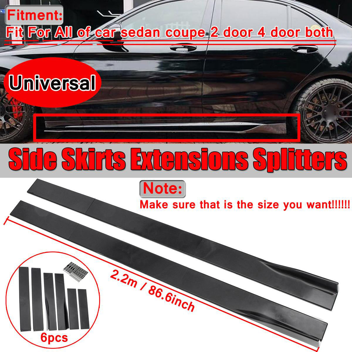 Factory Direct Supply Car Modification Universal Large Side Skirt Modification Three-section Combination Side Skirt 2 Meters Side Shovel Size Surround
