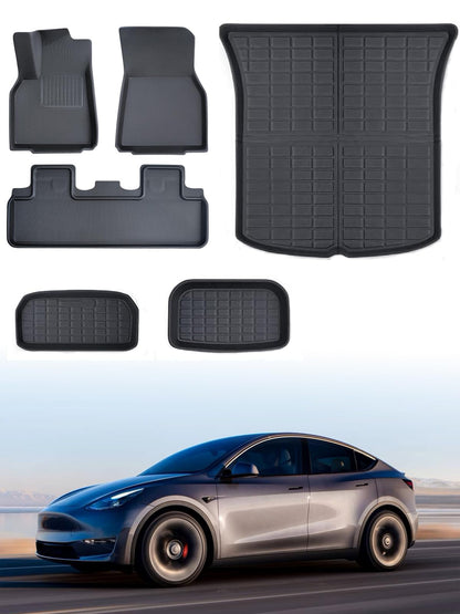 High Quality TPE Floor Mats For Tesla Model Y 2021-2022 Model 3 2023-2025 - Waterproof, Anti-Slip, 6 PCS Set