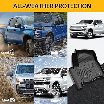 MKR Floor Mats For Chevy Silverado GMC Sierra 1500 2019-2025, 2020-2025 SLV SRA 2500 3500 HD Crew Cab With Rear Under-Seat Storage