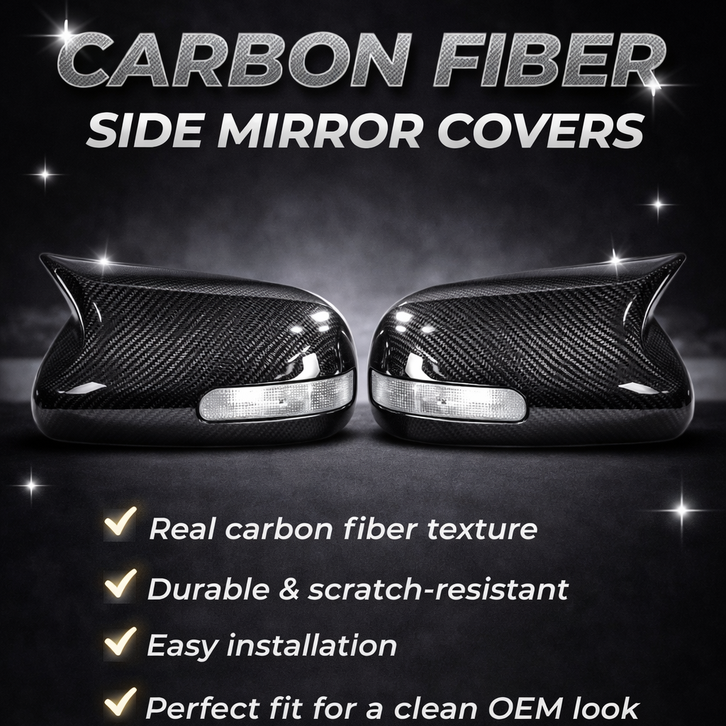 Toyota Corolla (2009-2014) Carbon Fiber Horn-Shaped Mirror Covers – Aggressive M-Style Rearview Mirror Modification