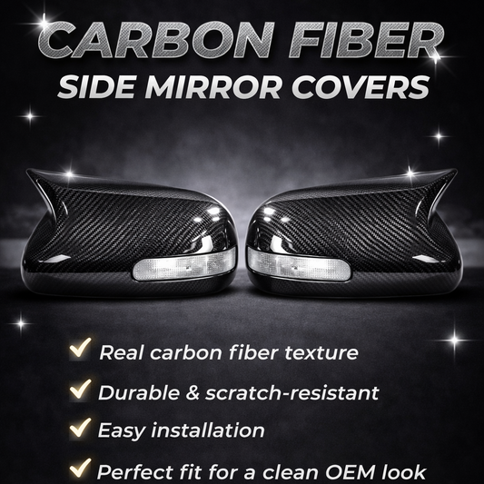 Toyota Corolla (2009-2014) Carbon Fiber Horn-Shaped Mirror Covers – Aggressive M-Style Rearview Mirror Modification