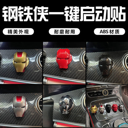 Iron Man Car One-Button Start Protective Cover Decorative Sticker Decorative Ring Button Decorative Cover Car Interior Supplies Modification