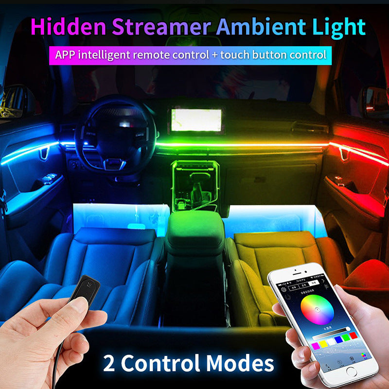 Car Symphony Acrylic Ambient Light Wiring-Free App Control Modified Lighting Car Decorative Light Strip Neutral