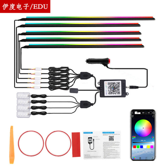 Car Symphony Acrylic Ambient Light Wiring-Free App Control Modified Lighting Car Decorative Light Strip Neutral