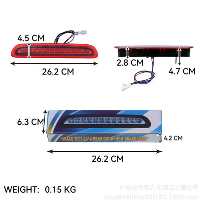 Toyota Hiace 05-14 High Brake Light Narrow Body Full Red Led White Background Red Cover Gray Edge/Wide Body