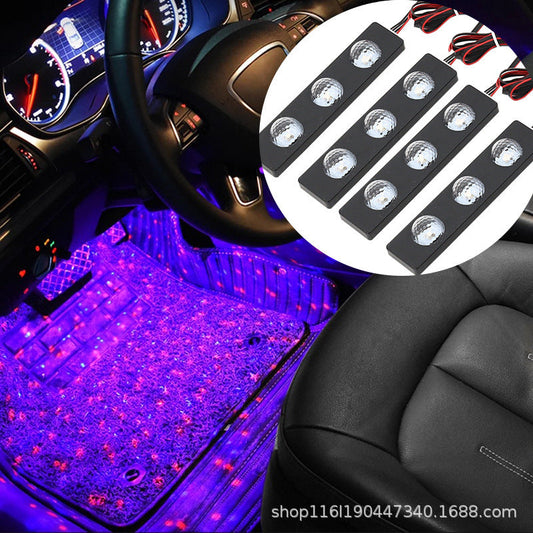 A12 Foot Atmosphere Light Full Of Stars, One-To-Four Car Interior Modification, Colorful Voice-Controlled Led Decorative Atmosphere Light