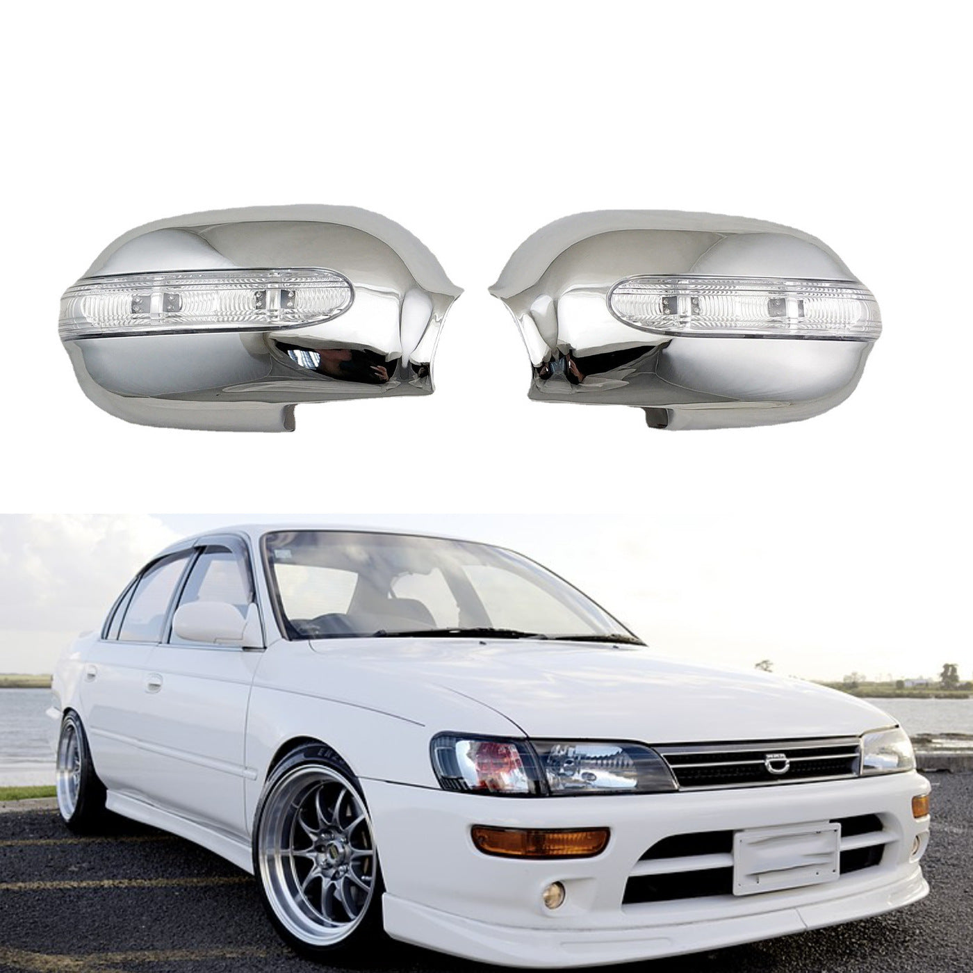 Toyota Corolla 1996 Ae100 Ae110 Sideview Mirror Cover Reversing Mirror Chrome