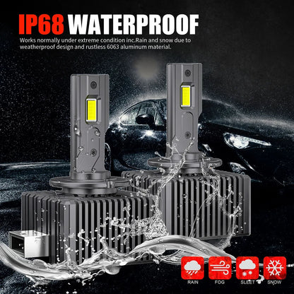 Super Bright D1S/D2S/D3S/D4S LED Headlight Conversion Kit - 6000K Pure White (Universal Fit)