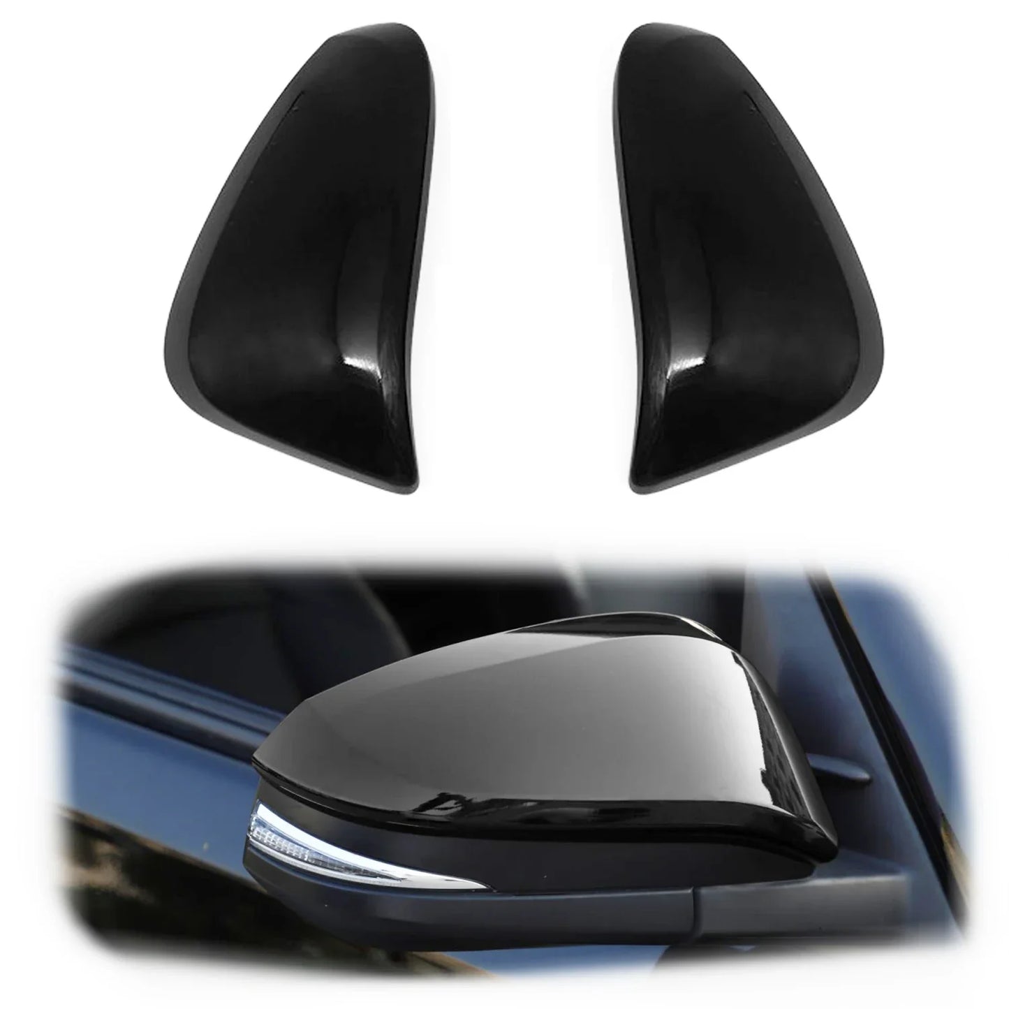 Hilux Revo Piano Black Side Mirror Cover Glossy Black Rearview Mirrors Cover
