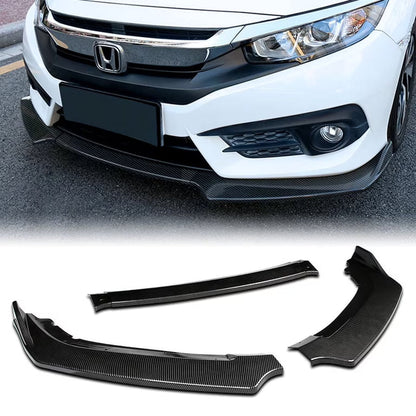 Front cannard spliter Front Lip  Modification Parts Sedan Hatchback Carbon Fiber Pattern Four-segment Front Universal Shovel