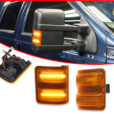 Car Front Mirror Lights 3 Grids Are Always On And Running Water  [ F250 F350 F450 F550 ]